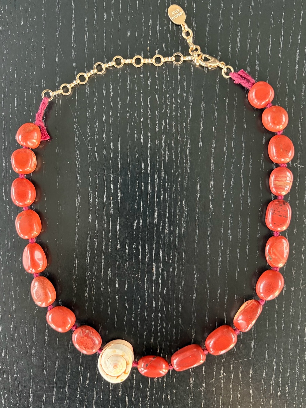 Free People Ariana Ost Aurora Choker Red Bead Necklace with Shell Accent
